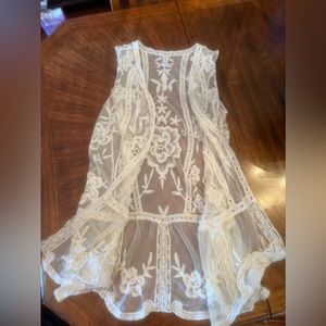 Boho lace embroidered cover up